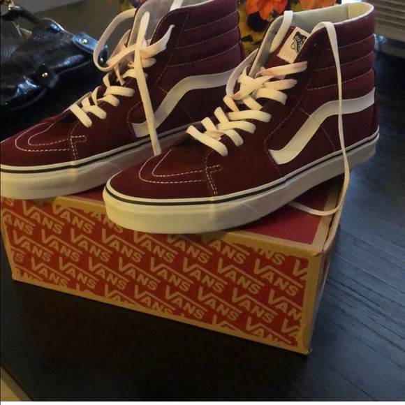 maroon van high tops